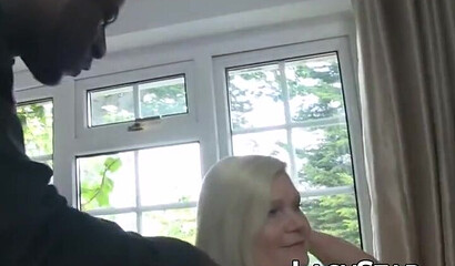 Tall black guy destroying this old granny soaked snatch