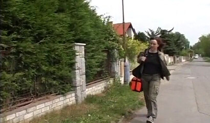 Very old granpa bangs this horny young teen outdoors