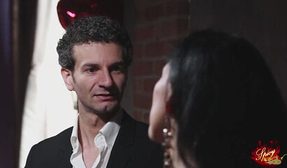 Big titted MILF visits swinger club with her husband