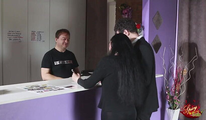 Big titted MILF visits swinger club with her husband