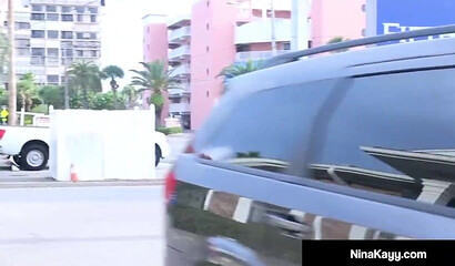 Blonde slut Nina Kayy satisfies a black dude