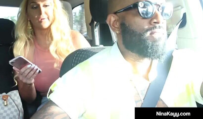 Blonde slut Nina Kayy satisfies a black dude
