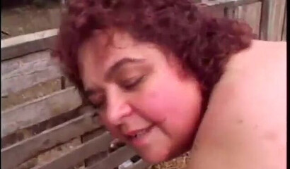 Fat mature granny fucked in the hay by a masked man
