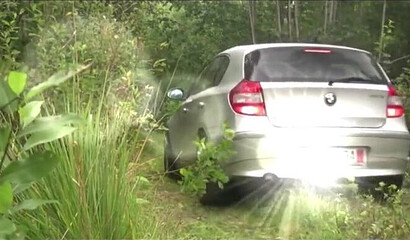 Fat mature slut anal fucked in the forest