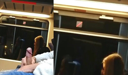 Jerking off dick in the train