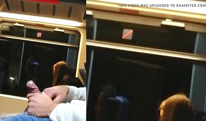 Jerking off dick in the train