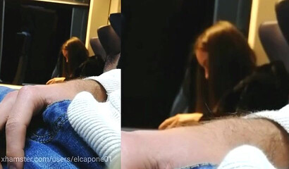 Jerking off dick in the train