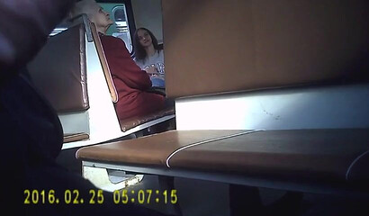 Jerking off dick in the train