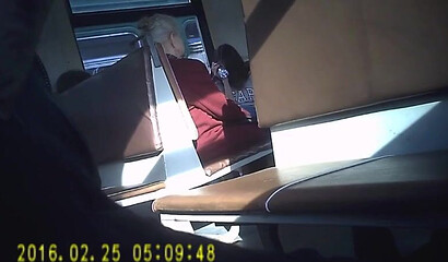 Jerking off dick in the train