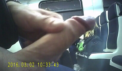 Jerking off dick in the train