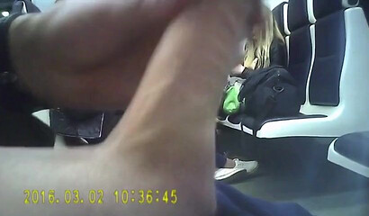 Jerking off dick in the train
