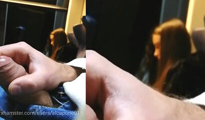 Jerking off dick in the train