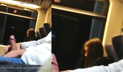Jerking off dick in the train