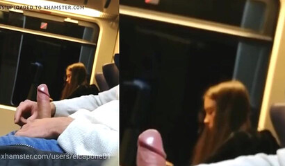 Jerking off dick in the train