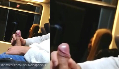 Jerking off dick in the train