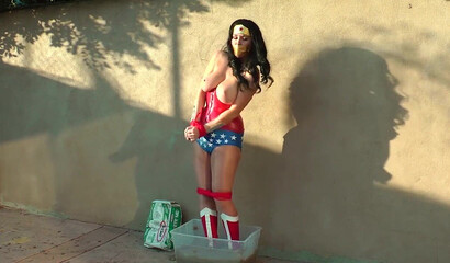 Wonder woman MILF fights vs MILF Batgirl