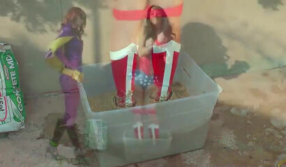 Wonder woman MILF fights vs MILF Batgirl