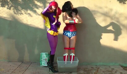 Wonder woman MILF fights vs MILF Batgirl