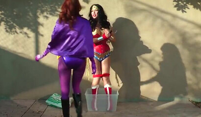 Wonder woman MILF fights vs MILF Batgirl