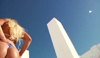 Two big butt blondes suck and massive shaft and then let their lover to fuck them in the ass