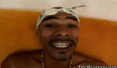 Horny ebony has her fat ass measured before she bravely asks to be sodomized by a large dick