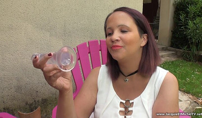 Thick French amateur with massive ass enjoys filling all of her holes with large shafts