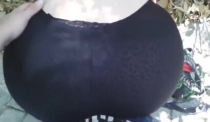 Brunette with large ass enjoys dry humping in the nature getting ready for the real thing