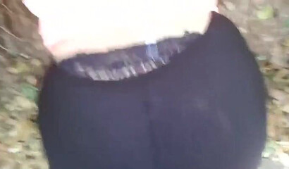 Brunette with large ass enjoys dry humping in the nature getting ready for the real thing
