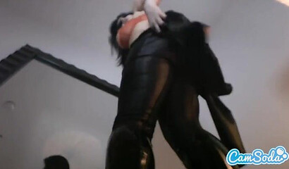 This latina with amazingly huge tits and an even bigger ass shows off her amazing body