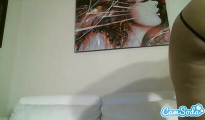 Lustful Latina craving for orgasm riding a huge dildo and shaking her apple shaped butt