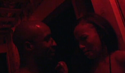 Desirable ebony MILF twerking her sweet booty while her shaved cunt is drilled from behind