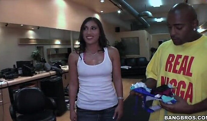 Charming cumstarving Latina with huge bubble booty getting a big black boner treatment