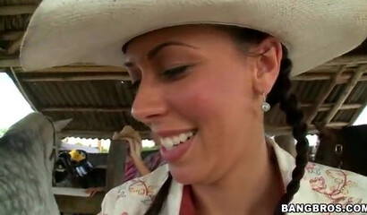 Three horny dudes getting down and dirty with three big ass cowgirl bitches on the farm