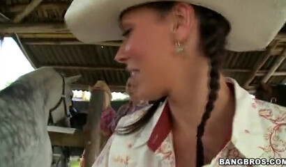Three horny dudes getting down and dirty with three big ass cowgirl bitches on the farm
