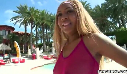 Blonde ebony gets laid down by her partner and her asshole penetrated really fucking hard
