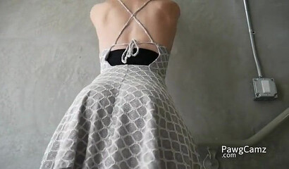 Bitchy young babe takes off her dress to expose her firm round titties and her big fat ass