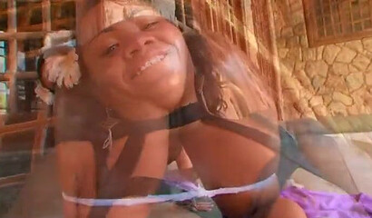 Big brazillian ass gets toyed with on camera and the gal's tits are also put on display
