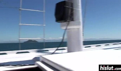 Babe with enormous boobs and a thick ass gets her tight hole pounded very hard by a stud