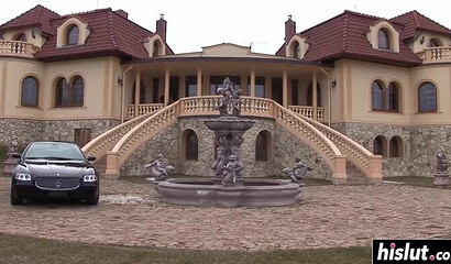 Babe with enormous boobs and a thick ass gets her tight hole pounded very hard by a stud