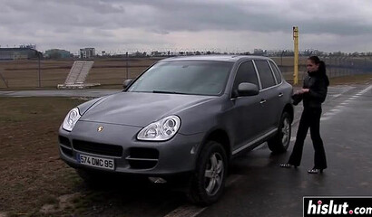 Babe with enormous boobs and a thick ass gets her tight hole pounded very hard by a stud