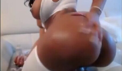 Busty ebony babe also has a nice big ass to go with her huge rack and she shows it off