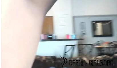 Nerdy teen with big ass rides her boyfriend's large dick and shoves a dildo up her butthole