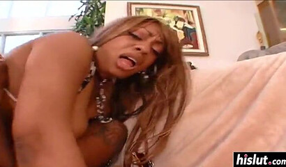 Curvy ebony with massive ass has her butthole fucked deep and hard by a giant black shaft