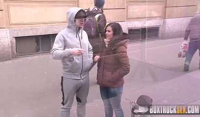 Cute brunette teens shows her fat ass and gets pounded deep in her pussy by a massive cock