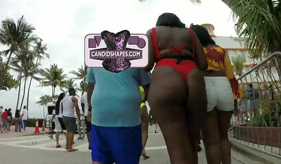Cruising around the coast and filming a bunch of big ass ebony babes wearing sexy bikinis