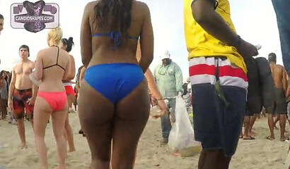 Cruising around the coast and filming a bunch of big ass ebony babes wearing sexy bikinis