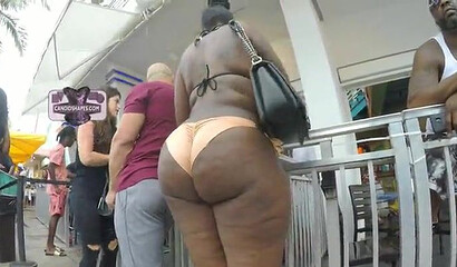 Cruising around the coast and filming a bunch of big ass ebony babes wearing sexy bikinis