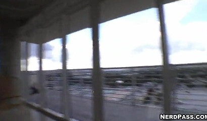 Big-dicked guy fucking a busty slut before spilling his cum all over her fat round booty