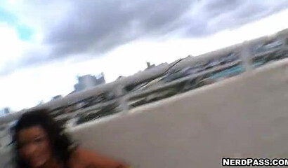 Big-dicked guy fucking a busty slut before spilling his cum all over her fat round booty