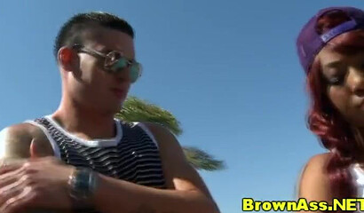 A couple of horny ebony sluts with huge round bubble butts fucked by a tattooed stranger